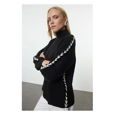 Trendyol Black Stand Collar Knitwear Sweater