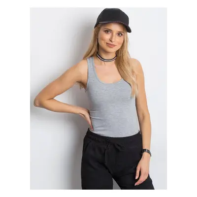 Blouse basic boxer shorts melange light gray