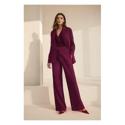 Trendyol Claret Red Wide Leg/Wide Leg Woven Fabric Trousers