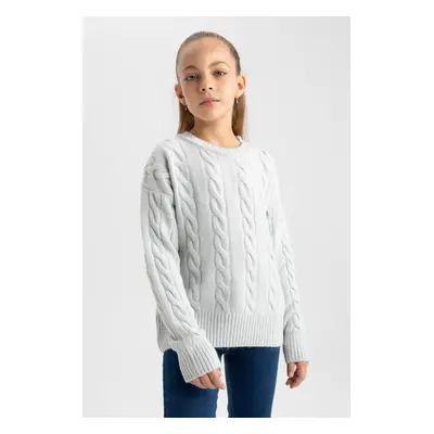 DEFACTO Girl's Crew Neck Knitwear Sweater