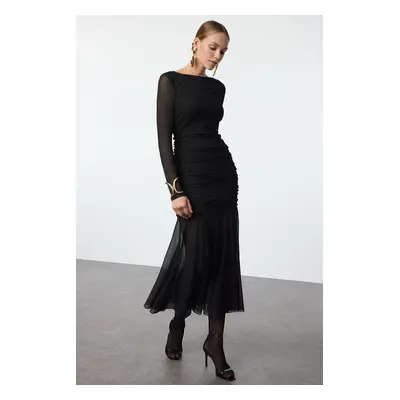 Trendyol Black Form-fitting Tulle Dress