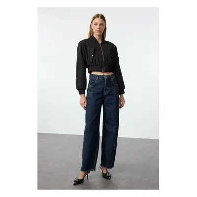 Trendyol Dark Blue High Waist Barrel Baggy Jeans