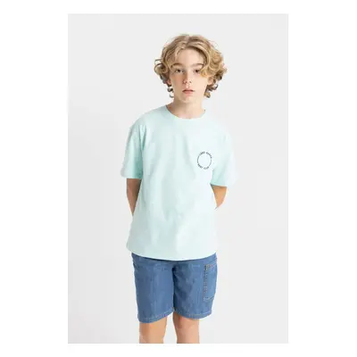 DEFACTO Boy's Crew Neck Printed Short Sleeve T-Shirt