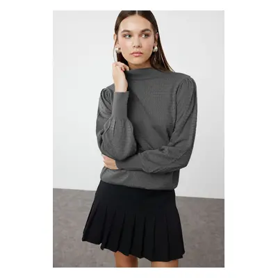 Trendyol Anthracite Stand Collar Knitwear Sweater