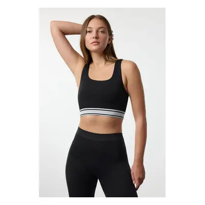 Trendyol Black-Grey Seamless Light Support/Shaping Knitted Sports Bra