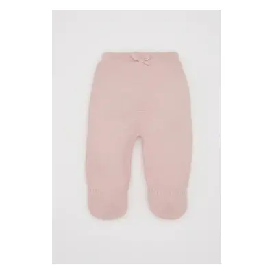 DEFACTO Baby Girl Basic Plain Knitted Trousers with Elastic Waistband and Booties