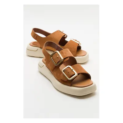 LuviShoes FURIS Women's Sandals with Tan and Suede Genuine Leather.