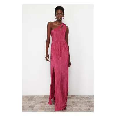 Trendyol Plum A-Line Lined Knitted Long Evening Dress