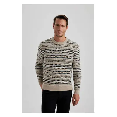 DEFACTO Standard Fit Regular Cut Patterned Crew Neck Knitwear Sweater