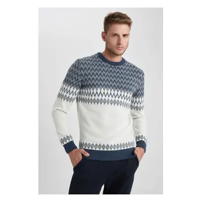 DEFACTO Regular Fit Patterned Crew Neck Sweater