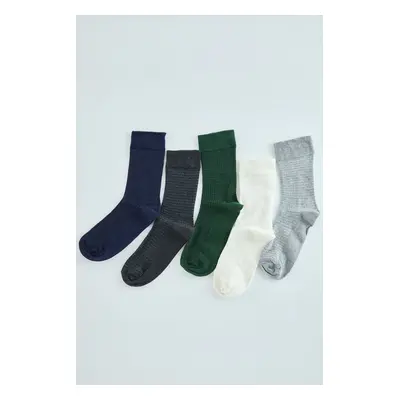 Trendyol Multicolored Unisex 5-Pack Cotton Textured College-Tennis-Medium Socks