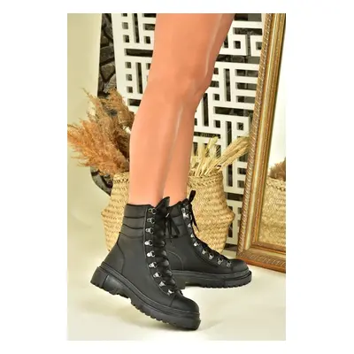 Fox Shoes Black Lace-Up Women's Casual Ankle Boots