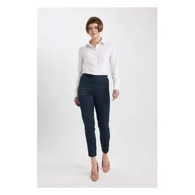 DEFACTO Cigarette Satin Trousers Basic Plain Normal Waist Elasticated Straight Leg