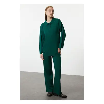 Trendyol Emerald Green Polo Neck Knitwear Bottom-Top Set