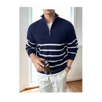 71766 Dewberry Zippered Knit Mens Sweater-NAVY