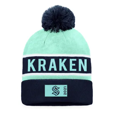 Zimní čepice Fanatics Authentic Pro Game & Train Cuffed Pom Knit Seattle Kraken