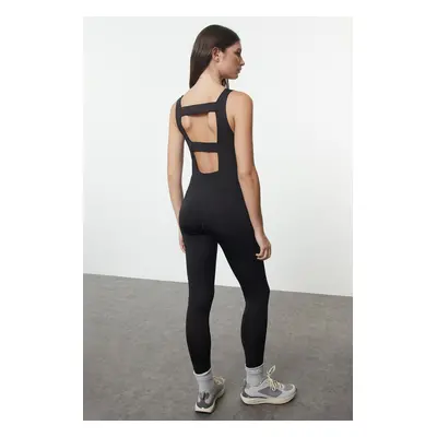 Trendyol Black Matte Fabric Back Window/Cut Out Detailed Knitted Sports Overalls