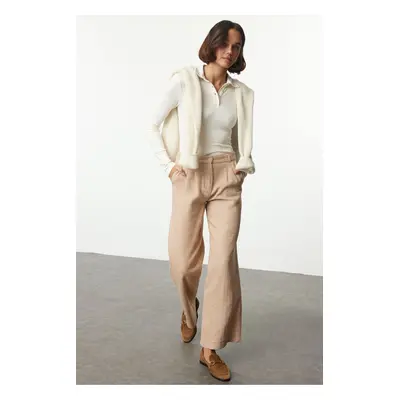 Trendyol Beige Wide Leg/Wide Leg Woven Trousers