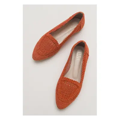 LuviShoes Orange Knitted Women's Flat Shoes