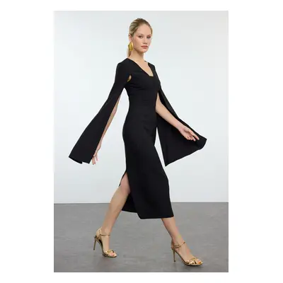 Trendyol Black V Neck Woven Elegant Evening Dress