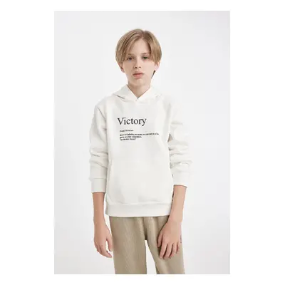 DEFACTO Boy Printed Hooded Thick Sweatshirt