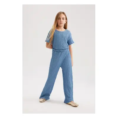 DEFACTO Girl's Short Sleeve Long Jumpsuit