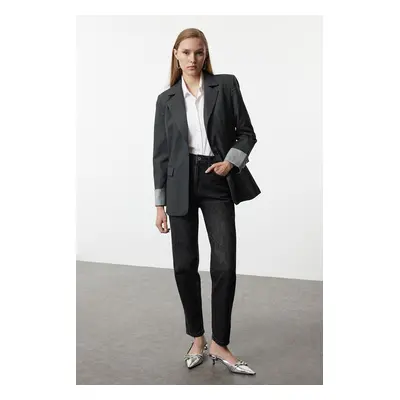 Trendyol Anthracite Cuff Detailed Woven Blazer Jacket