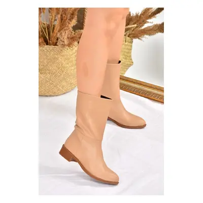 Fox Shoes Nude Flat Sole Women's Daily Boots