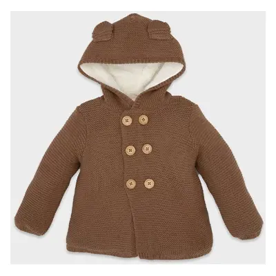 DEFACTO Baby Boy Brown Polar Fleece Thick Double Button Hooded Knitted Cardigan