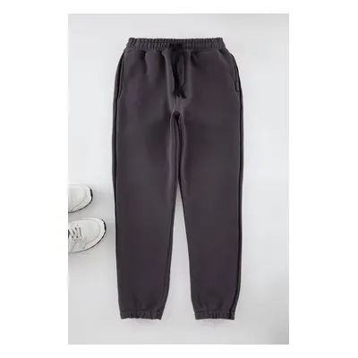 Trendyol Smoked Regular/Normal Cut Label Detailed Sweatpants