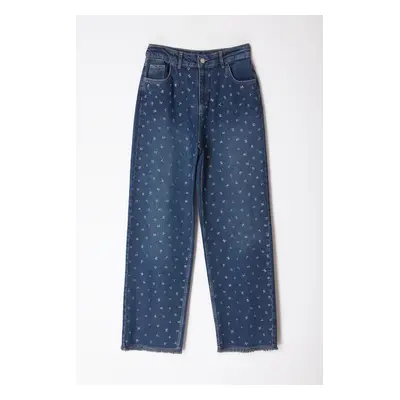 Trendyol Limited Edition Blue Stone High Waist Wide Leg Jeans