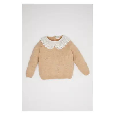 DEFACTO Baby Girl Beige Large Lace Look Collar Knitwear Sweater