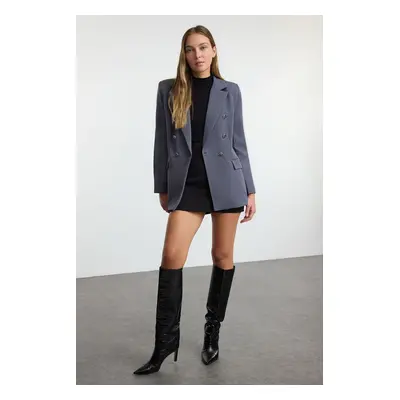 Trendyol Grey Button Detailed Blazer Jacket