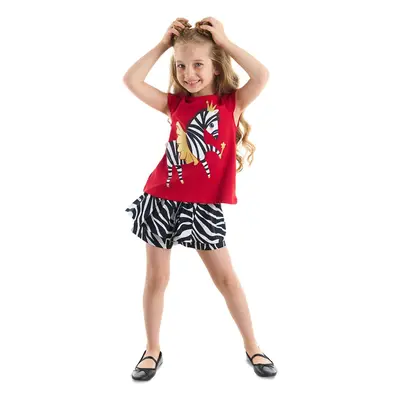 Denokids Ballerina Zebra Girls Dětské tričko Kraťasy Set