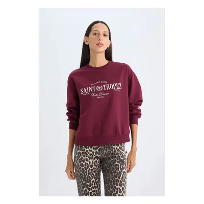 DEFACTO Regular Fit Crew Neck Printed Thin Sweatshirt