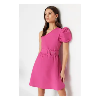 Trendyol Pink Belted Mini Woven Single Sleeve Woven Dress