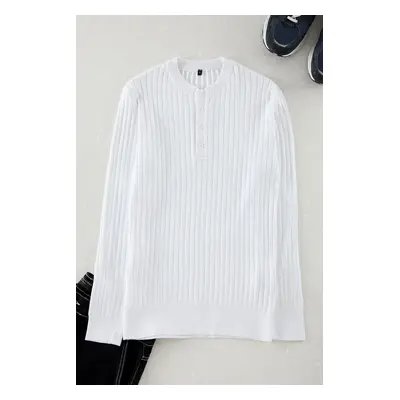 Trendyol White Casual Slim Slim Fit Crew Neck Textured Knitwear Sweater