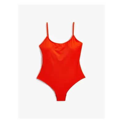 Koton Basic Swimsuit Thin Strap U-Neck Covered