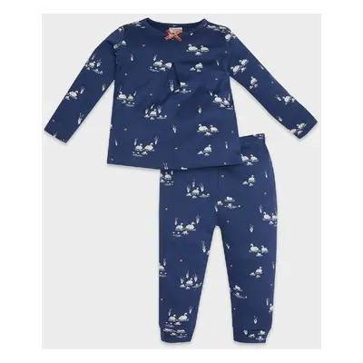 DEFACTO Baby Girl Pajama Set Patterned Long Sleeve Top Long Bottom