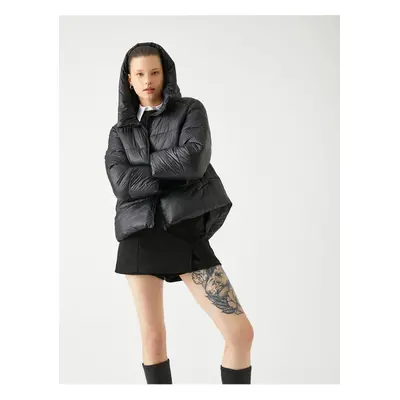 Koton Puffer Jacket with Hooded Zipper Pocket Detail