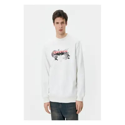 Koton Back Printed Sweat Asian Themed Crew Neck