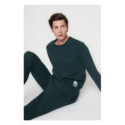 Trendyol Green Regular Fit Label Detailed Knitted Pajamas Set