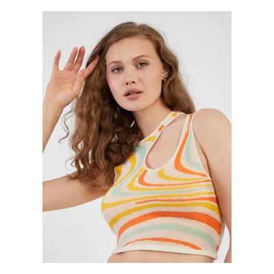 Krémové dámské crop top tílko Noisy May Alana - Dámské