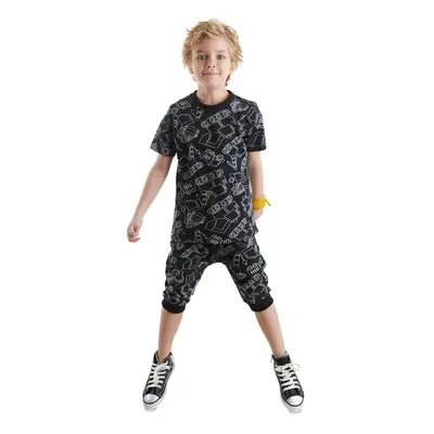 Denokids Car Boy Black Summer T-shirt Capri Shorts Set