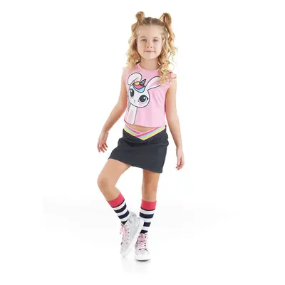 Denokids Unicorn Rabbit Girls Kids T-shirt Skirt Suit