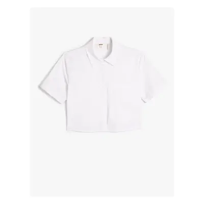 Koton Crop Short Sleeve Shirt Buttoned Pocket Detail