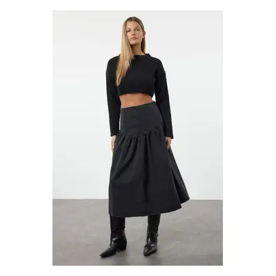 Trendyol Black Maxi Denim Skirt