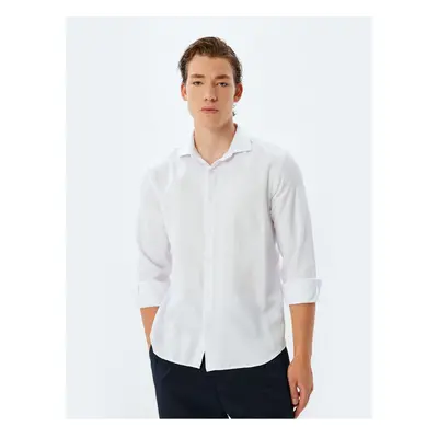 Koton Classic Shirt Long Sleeve Half Italian Collar Cotton Blend