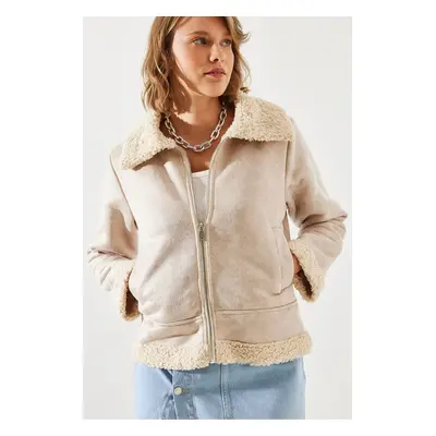 Bianco Lucci Women's Suede Plush Coat