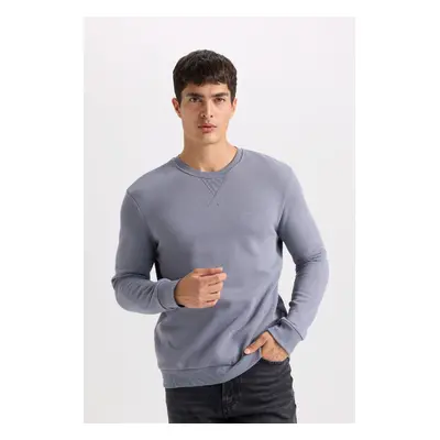 DEFACTO Regular Fit Crew Neck Thick Basic Plain Sweatshirt